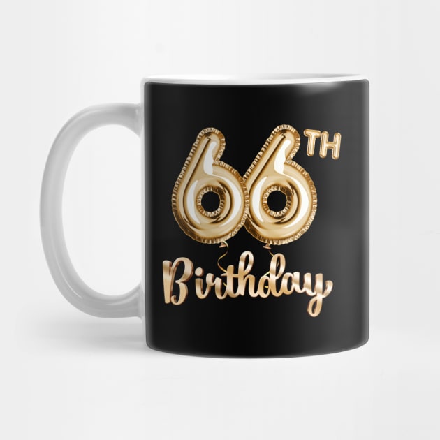 66th Birthday Gifts - Party Balloons Gold by BetterManufaktur